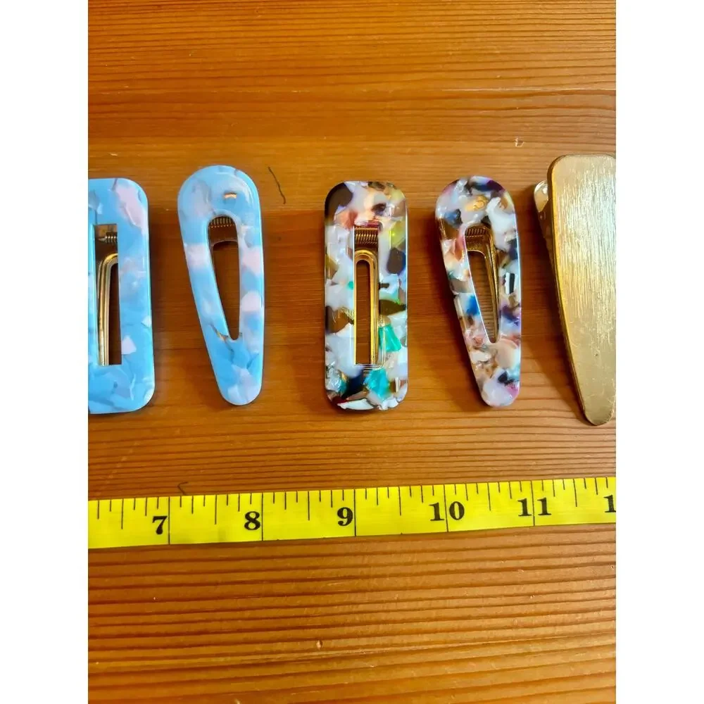 Lot of 10 Hair Clips Marbled Plastic Faux Pearl Alligator Clips Bobby Pins